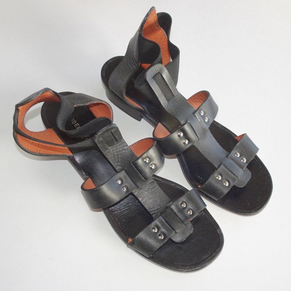 Modern Vintage Tanji Black Leather Gladiator Sandal